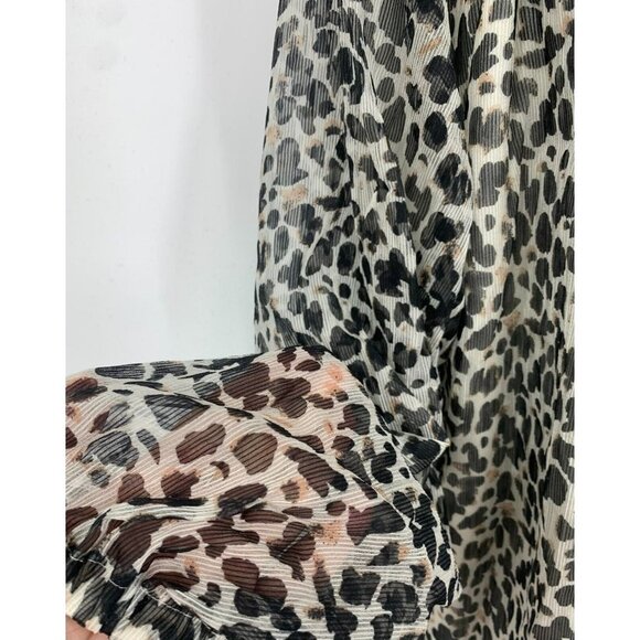 Ava & Viv Top Plus 3X Black White Abstract Elastic Sleeve Tie Front Women New - Picture 7 of 10